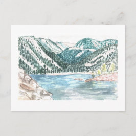 水彩溶岩湖はがき ポストカード