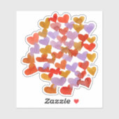 水彩溶融ハート – レトロパレット シール (シート)