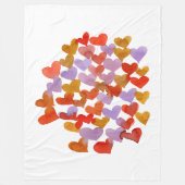 水彩溶融ハート – レトロ フリースブランケット (正面)