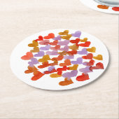 水彩溶融ハート – レトロ ラウンドペーパーコースター (アングル)