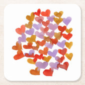 水彩溶融ハート – レトロ ラウンドペーパーコースター (正面)