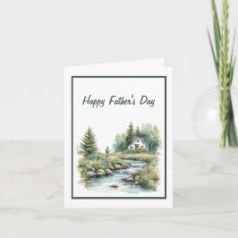 水彩漁師Stream Father's Day Card カード