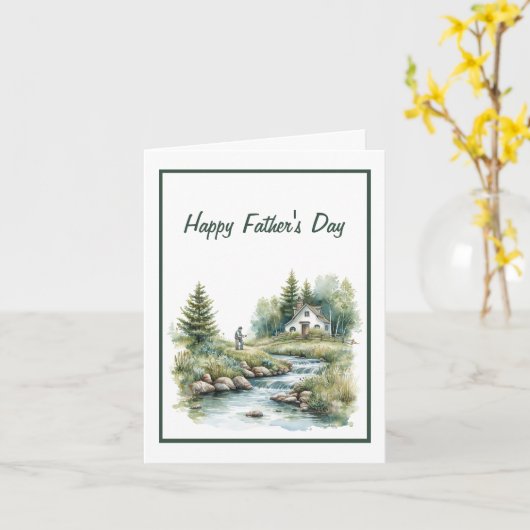 水彩漁師Stream Father's Day Card カード (黄色い花)