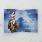 水彩漫画の魔女マジカル14誕生日 カード (内部)