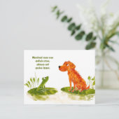 水彩漫画犬とカエルのリリーパッド シーズンポストカード (スタンド正面)