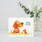 水彩漫画犬とネズミとチーズ シーズンポストカード (スタンド正面)