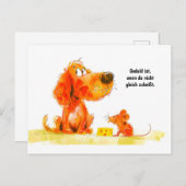 水彩漫画犬とネズミとチーズ シーズンポストカード (正面/裏面)