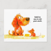 水彩漫画犬とネズミとチーズ シーズンポストカード (正面)