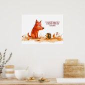 水彩漫画犬とハリネズミの出会い ポスター (キッチン)
