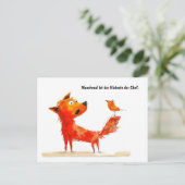 水彩漫画犬と尾の鳥 シーズンポストカード (スタンド正面)