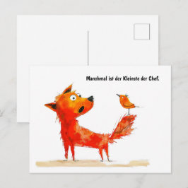 水彩漫画犬と尾の鳥 シーズンポストカード