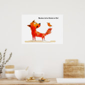 水彩漫画犬と尾の鳥 ポスター (キッチン)