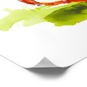 水彩漫画犬と猿はバナナを欲しい ポスター (角)