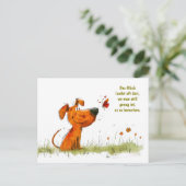 水彩漫画犬と蝶モーメント シーズンポストカード (スタンド正面)