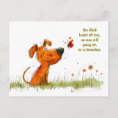 水彩漫画犬と蝶モーメント シーズンポストカード (正面)