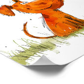 水彩漫画犬と蝶モーメント ポスター (角)