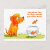 水彩漫画犬と金魚鉢 シーズンポストカード (正面)