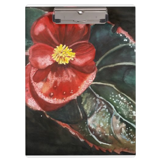 水彩濃いベゴニア クリップボード (正面)