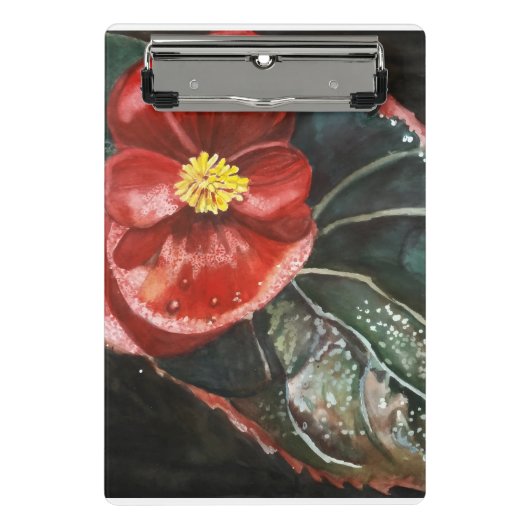 水彩濃いベゴニア ミニクリップボード (正面)
