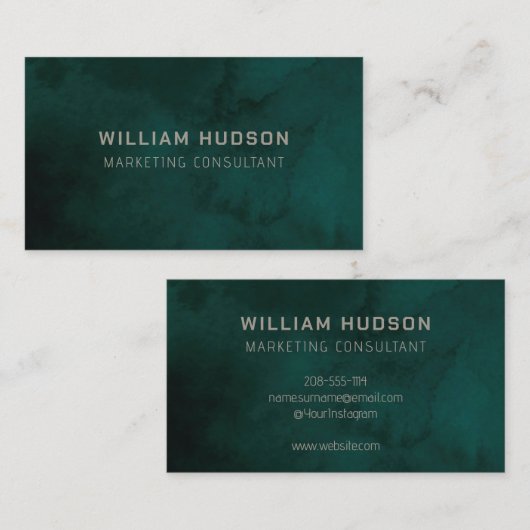 水彩濃い緑の海ミニマルモダンリストプロB 名刺 (正面/裏面)