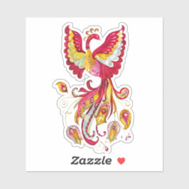 水彩火鳥またはフェニックスファンタジー生物 シール