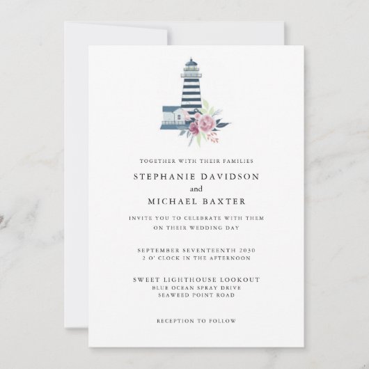 水彩灯エレガント台ミニマリ航海のスト 招待状 (正面)