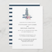 水彩灯エレガント台ミニマリ航海のスト 招待状 (正面/裏面)