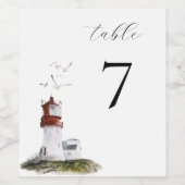 水彩灯台テーブル番号 ワインラベル (シングルラベル)