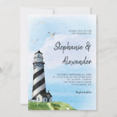 水彩灯台モダンウェディング 招待状 (正面)