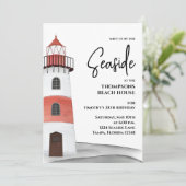 水彩灯台航海のQRコードパーティー 招待状 (スタンド正面)