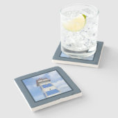 水彩灯台 ストーンコースター (横)