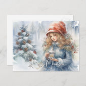 水彩灯篭クリスマスフェアリー シーズンポストカード (正面/裏面)