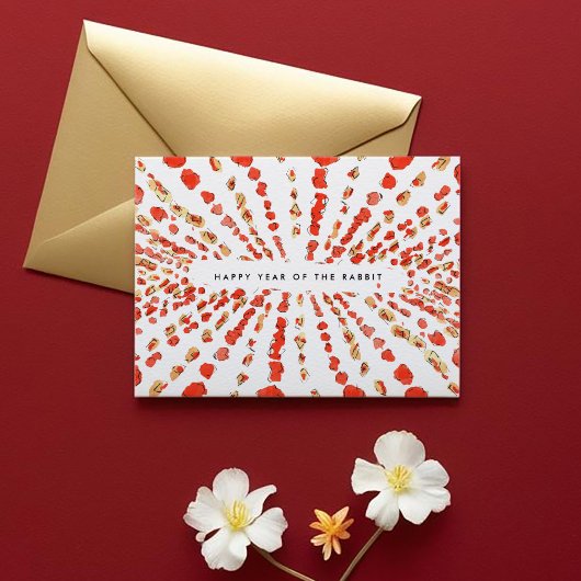 水彩灯籠中国の旧正月 シーズンカード