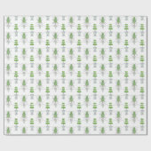 水彩灰色の弓と緑のトピアリー ラッピングペーパー (フラット)