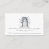 水彩灰色クマ赤ちゃんシャワーおむつラッフル エンクロージャーカード (正面)