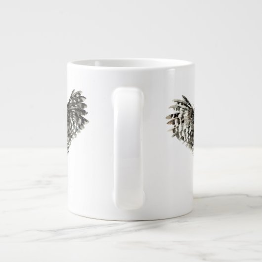 水彩灰色素晴らしフクロウへカスタマイズ ジャンボコーヒーマグカップ (裏面)