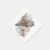 水彩灰色素晴らしフクロウ鳥自然アート スタンダードカクテルナプキン (角)