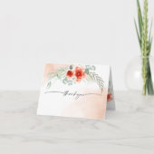 水彩炎の緋色サンゴフローラありがとう サンキューカード (正面)