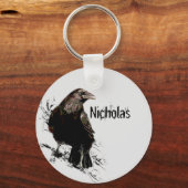 水彩烏の鳥獣の名カスタマイズ前 キーホルダー (正面)