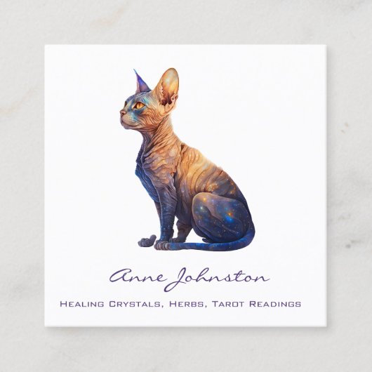 水彩無毛子猫スクエアビジネスカード スクエア名刺 (正面)