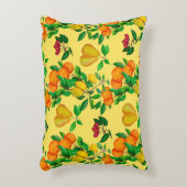 水彩無継ぎ模様（柑橘類、ナシ類、チェ類） アクセントクッション (正面(垂直))