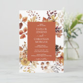 水彩焦げオレンジテラコタフローラ結婚ズ 招待状 (スタンド正面)