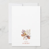 水彩焦げオレンジテラコタフローラ結婚ズ 招待状 (裏面)