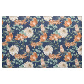 水彩焦げオレンジ白色花柄 ファブリック (ファットクウォーター)