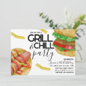 水彩焼きバーガーフライスホットドッグパーティー 招待状 (スタンド正面)