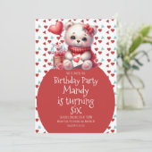 水彩熊かわいいハートパターン誕生日 招待状 (スタンド正面)