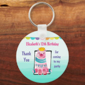 水彩熊が冠をかぶる誕生日 感謝してい キーホルダー (正面)