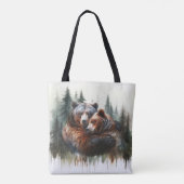 水彩熊と木々の荒野素朴 トートバッグ (裏面)