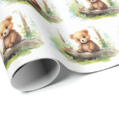 水彩熊のログ ラッピングペーパー (ロールコーナー)