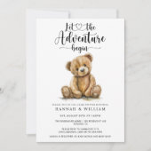 水彩熊の冒険が始まる赤ちゃんシャワー 招待状 (正面)